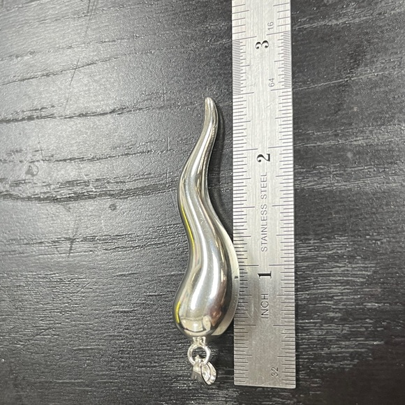 925 Sterling Silver Extra Large Italian Horn Lucky Charm 2.5” inches - Picture 7 of 9